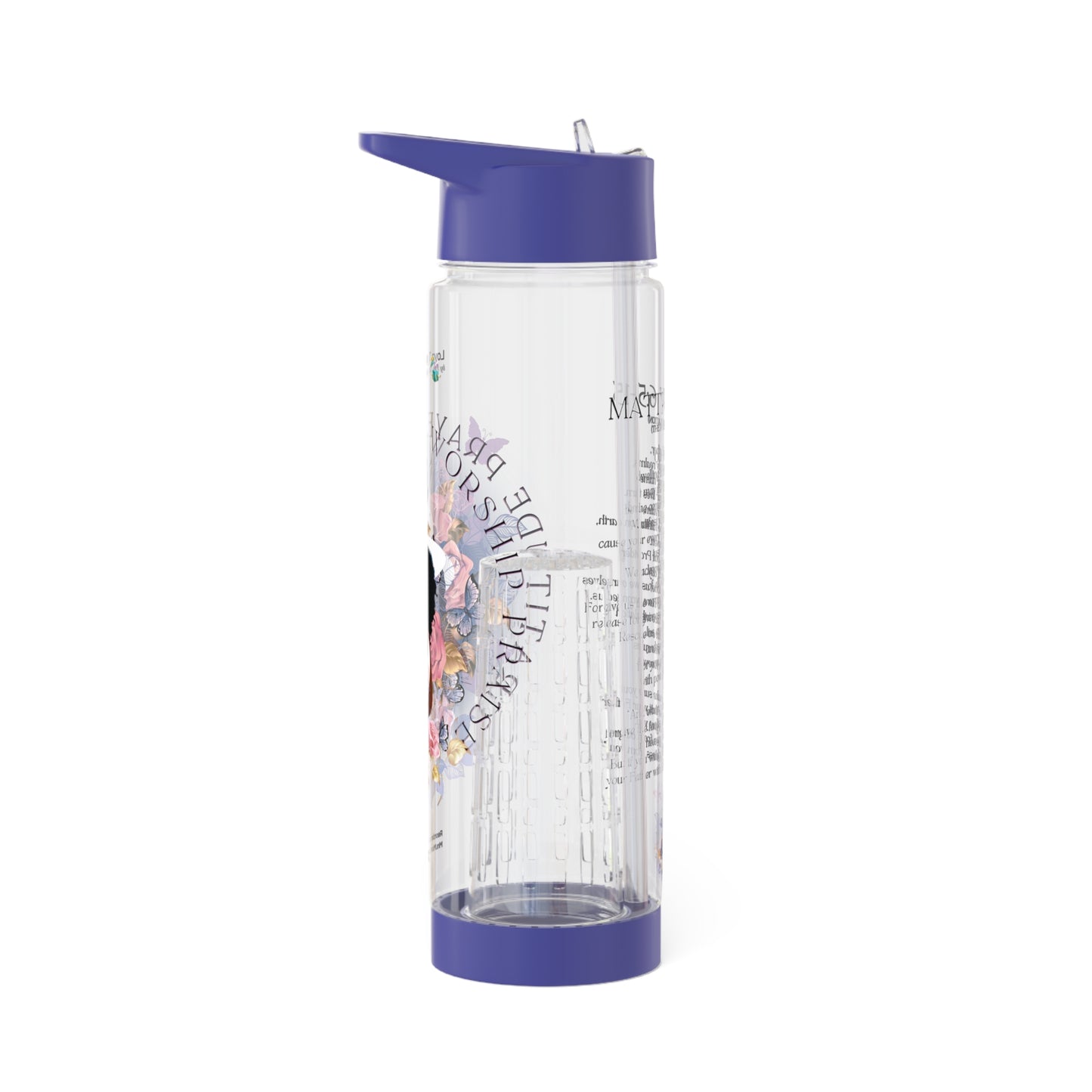 Gratitude Prayer Worship Praise Infuser Water Bottle, 25 oz