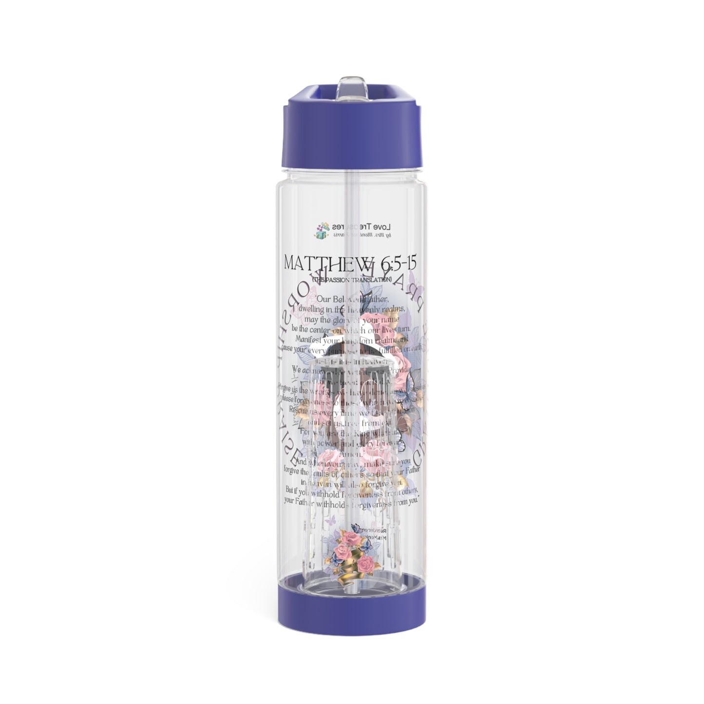 Gratitude Prayer Worship Praise Infuser Water Bottle, 25 oz