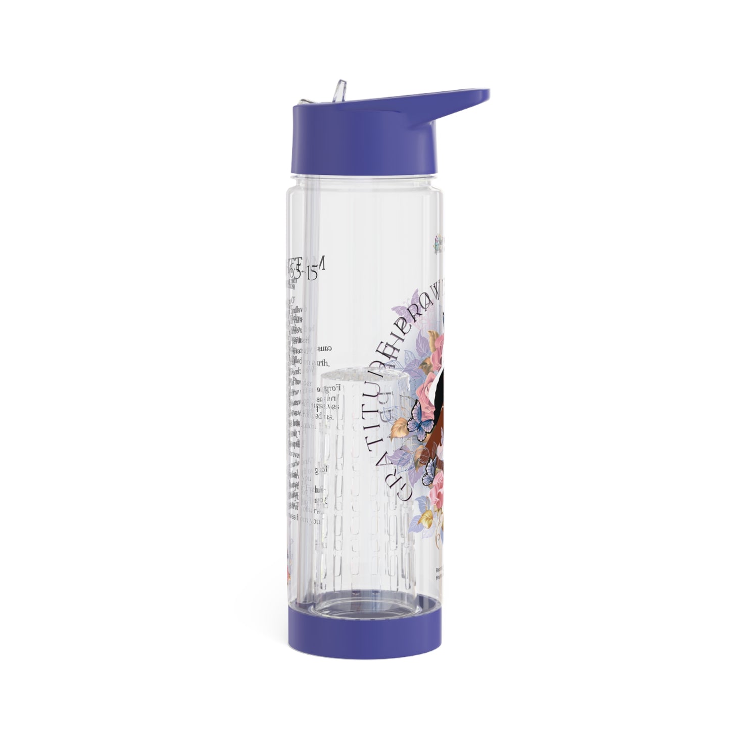 Gratitude Prayer Worship Praise Infuser Water Bottle, 25 oz